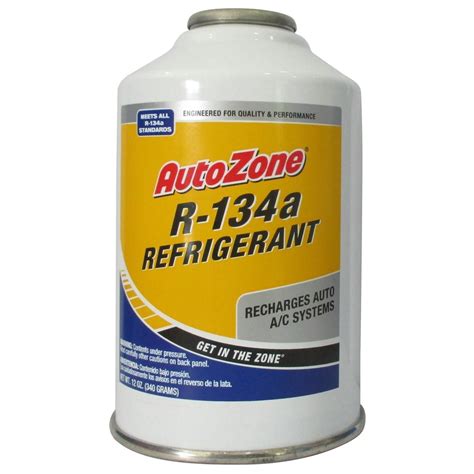 134a freon autozone - Super Tech R-134a Refrigerant Can, 12 oz. (4.2) 4.2 stars out of 5 reviews 5 reviews. USD $9.98 83.2 ¢/oz. Out of stock. Pickup not available at South Hill Supercenter Check availability nearby. Add to list. Add to registry. Proseal for R-1234YF systems, R1234yf refrigerant systems, R1234, 1 can and charging hose. Best seller.